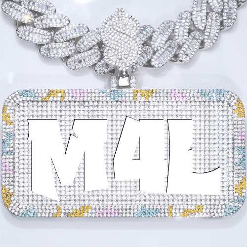 CUSTOM LETTER NECKLACE 3D COLORFUL SQUARE