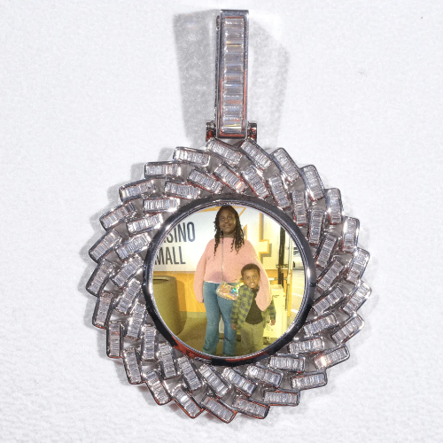 Large 3D Baguette Custom Picture Pendant