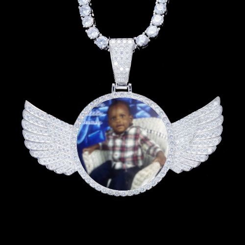 925S & VVS Moissanite 3D Wing Custom Picture Pendant