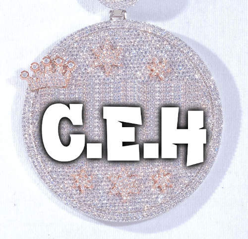 CUSTOM LETTER NECKLACE 3D BIG CROWN DISC