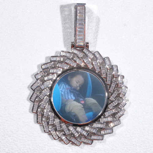 Large 3D Baguette Custom Picture Pendant