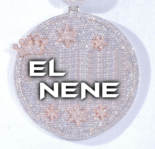 CUSTOM LETTER NECKLACE 3D BIG CROWN DISC