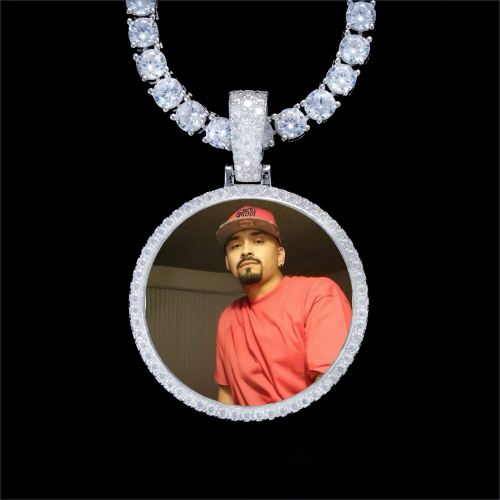 925S & VVS Moissanite 3D Circle Custom Picture Pendant