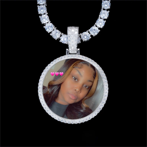 925S & VVS Moissanite 3D Circle Custom Picture Pendant