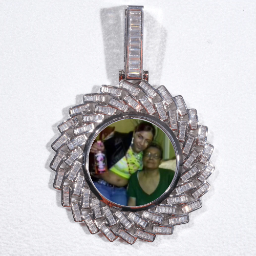 Large 3D Baguette Custom Picture Pendant