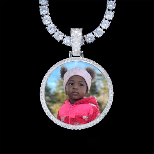 925S & VVS Moissanite 3D Circle Custom Picture Pendant
