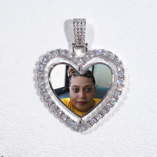 3D Spinning 2-Faced Heart Custom Picture Pendant