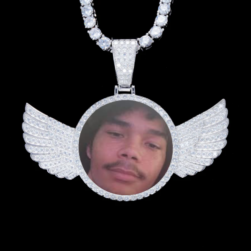 925S & VVS Moissanite 3D Wing Custom Picture Pendant