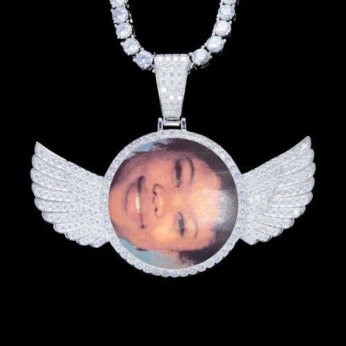 925S & VVS Moissanite 3D Wing Custom Picture Pendant