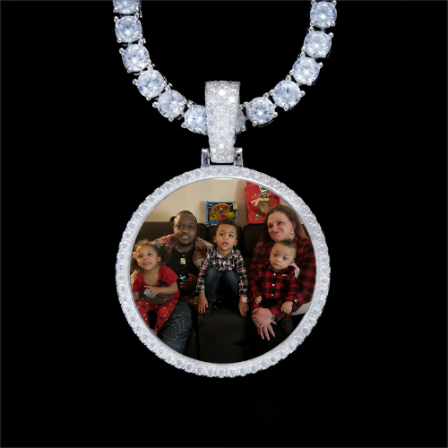925S & VVS Moissanite 3D Circle Custom Picture Pendant