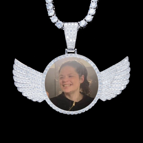925S & VVS Moissanite 3D Wing Custom Picture Pendant