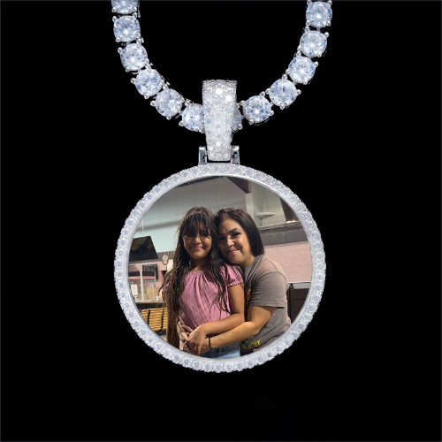 925S & VVS Moissanite 3D Circle Custom Picture Pendant