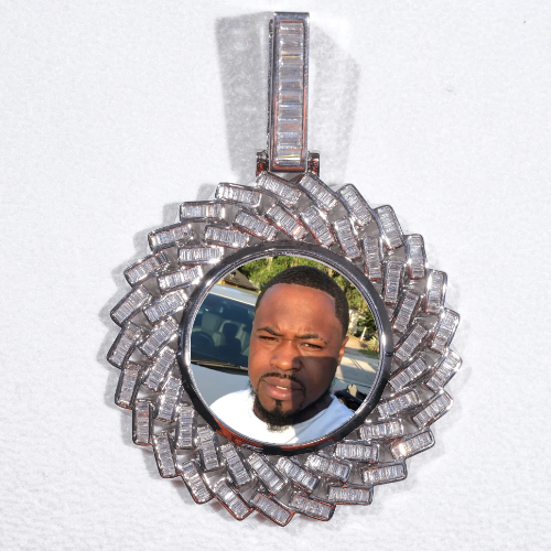 Large 3D Baguette Custom Picture Pendant