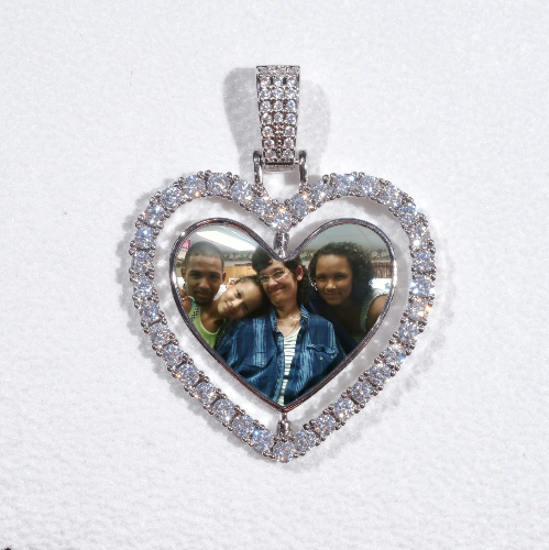 3D Spinning 2-Faced Heart Custom Picture Pendant
