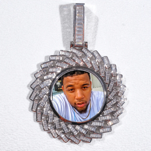 Large 3D Baguette Custom Picture Pendant