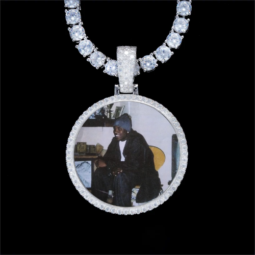 925S & VVS Moissanite 3D Circle Custom Picture Pendant