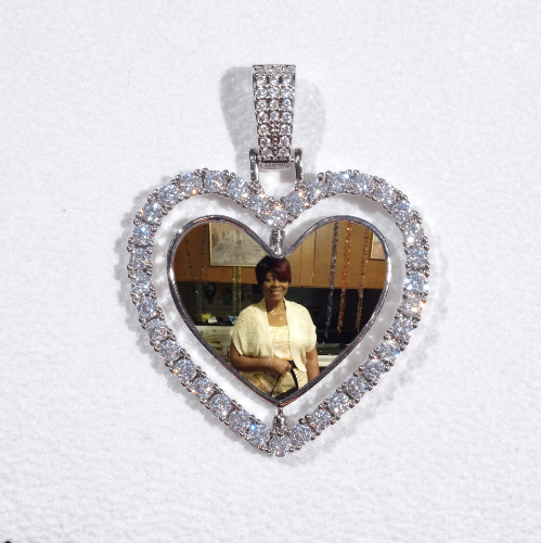 3D Spinning 2-Faced Heart Custom Picture Pendant