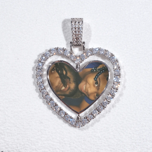 3D Spinning 2-Faced Heart Custom Picture Pendant