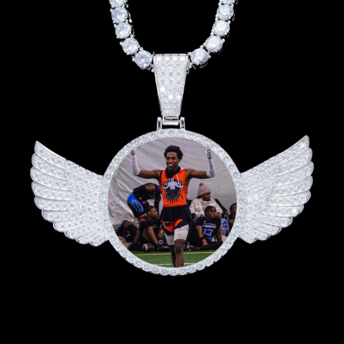 925S & VVS Moissanite 3D Wing Custom Picture Pendant