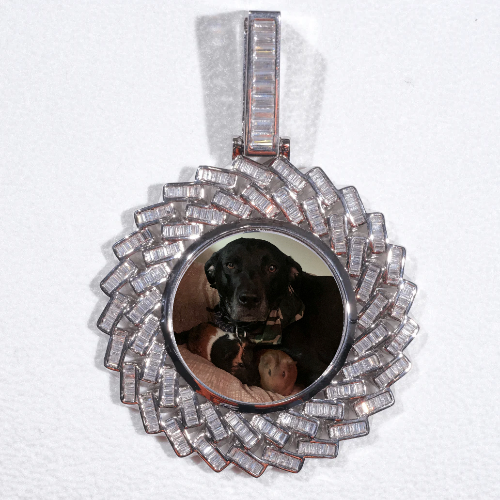 Large 3D Baguette Custom Picture Pendant