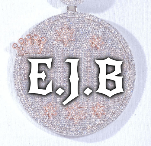 CUSTOM LETTER NECKLACE 3D BIG CROWN DISC