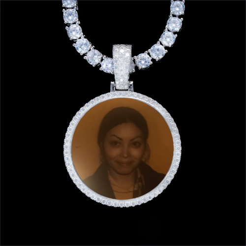 925S & VVS Moissanite 3D Circle Custom Picture Pendant