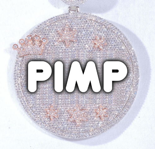 CUSTOM LETTER NECKLACE 3D BIG CROWN DISC