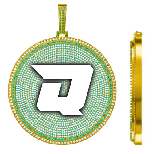 CUSTOM LETTER NECKLACE 3D BIG DISC