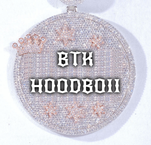 CUSTOM LETTER NECKLACE 3D BIG CROWN DISC