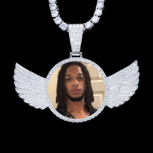 925S & VVS Moissanite 3D Wing Custom Picture Pendant