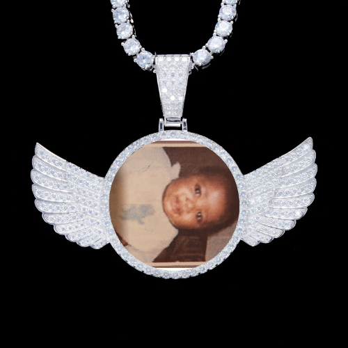925S & VVS Moissanite 3D Wing Custom Picture Pendant