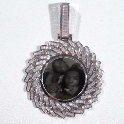 Large 3D Baguette Custom Picture Pendant