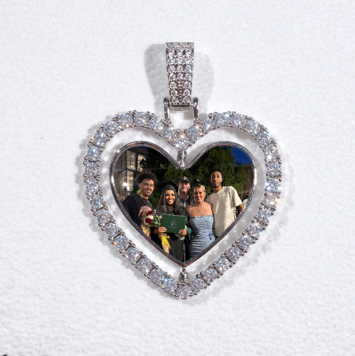 3D Spinning 2-Faced Heart Custom Picture Pendant