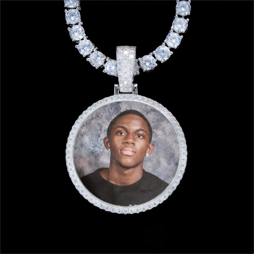 925S & VVS Moissanite 3D Circle Custom Picture Pendant
