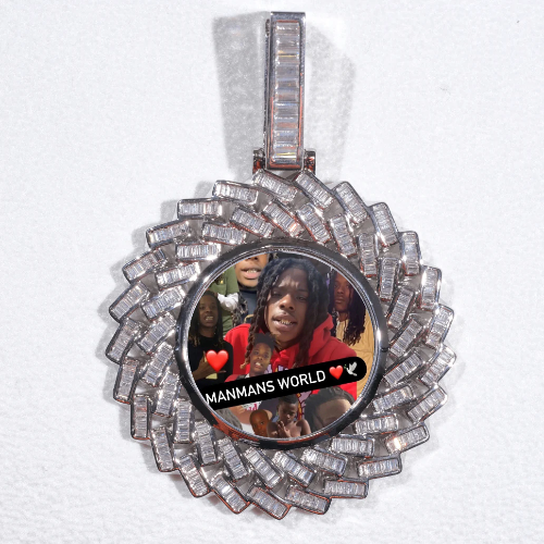 Large 3D Baguette Custom Picture Pendant