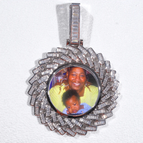 Large 3D Baguette Custom Picture Pendant
