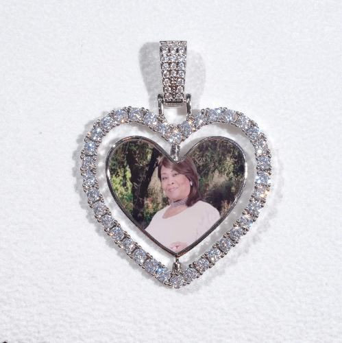 3D Spinning 2-Faced Heart Custom Picture Pendant