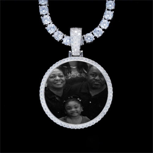 925S & VVS Moissanite 3D Circle Custom Picture Pendant