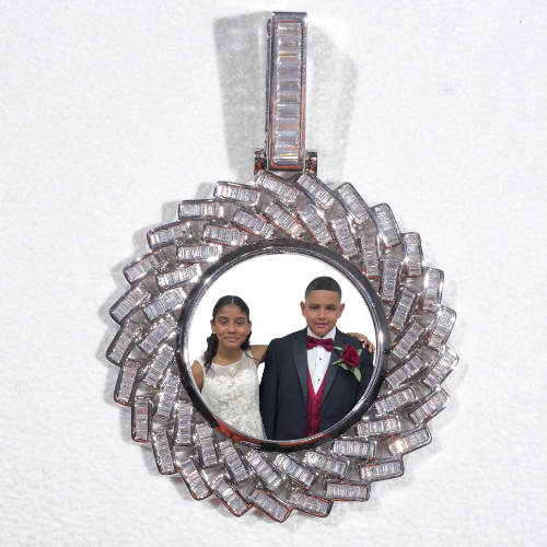Large 3D Baguette Custom Picture Pendant