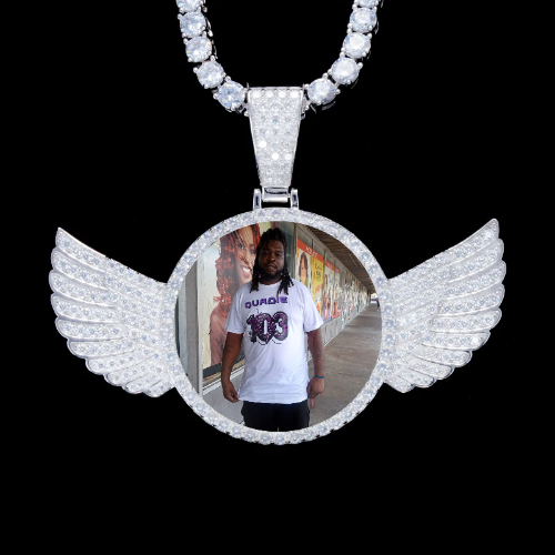 925S & VVS Moissanite 3D Wing Custom Picture Pendant