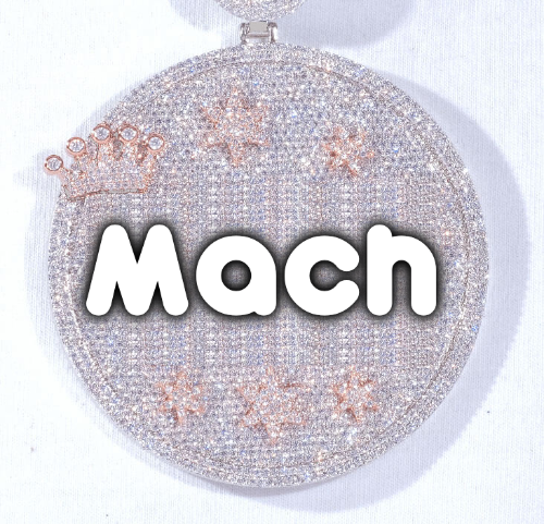 CUSTOM LETTER NECKLACE 3D BIG CROWN DISC