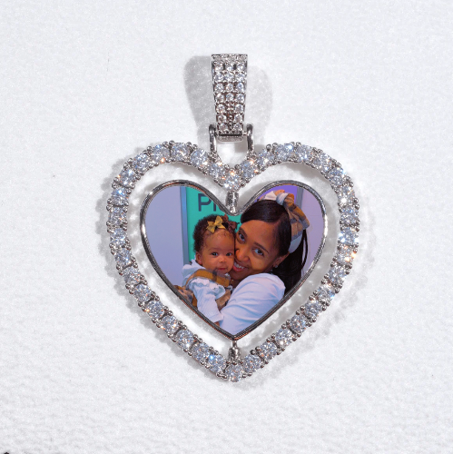 3D Spinning 2-Faced Heart Custom Picture Pendant