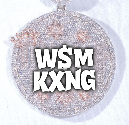 CUSTOM LETTER NECKLACE 3D BIG CROWN DISC