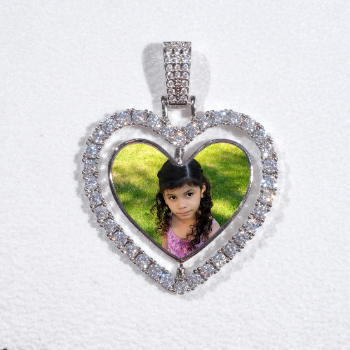 3D Spinning 2-Faced Heart Custom Picture Pendant