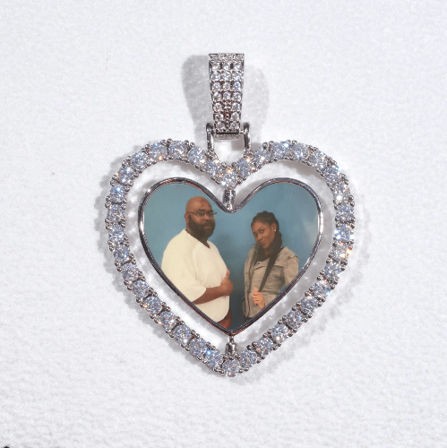 3D Spinning 2-Faced Heart Custom Picture Pendant