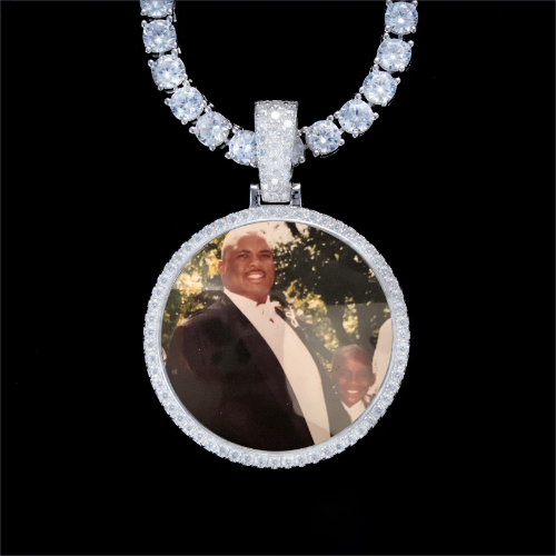925S & VVS Moissanite 3D Circle Custom Picture Pendant