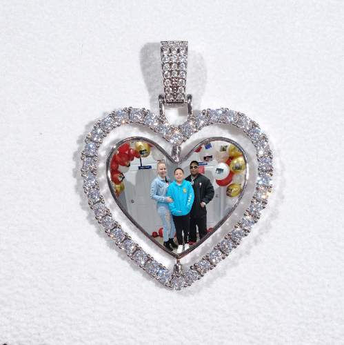 3D Spinning 2-Faced Heart Custom Picture Pendant