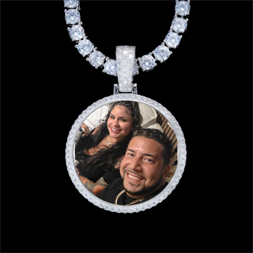 925S & VVS Moissanite 3D Circle Custom Picture Pendant