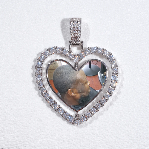 3D Spinning 2-Faced Heart Custom Picture Pendant