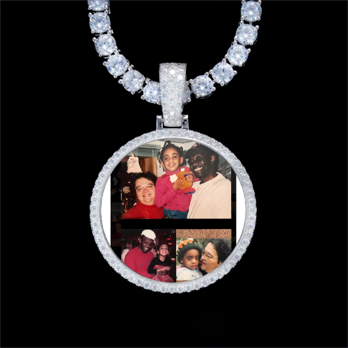 925S & VVS Moissanite 3D Circle Custom Picture Pendant